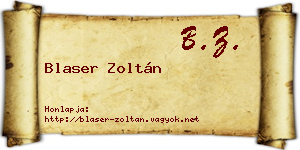 Blaser Zoltán névjegykártya